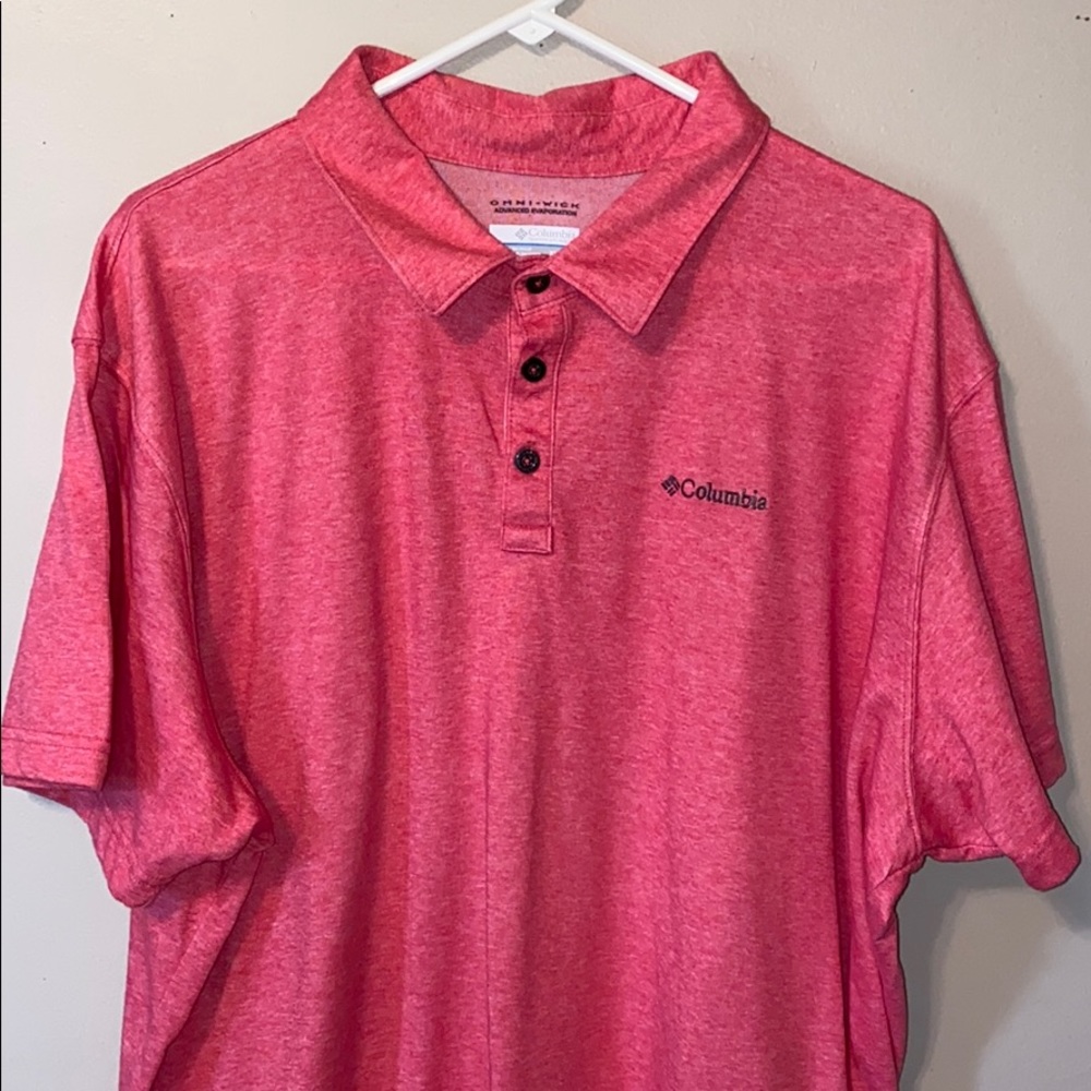 Men’s Columbia Omni-wick shirt. Heathered red XXL